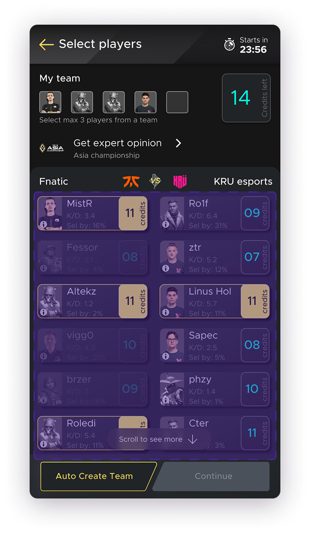 Original: cluttered grid, invisible 3-player rule, no team counter